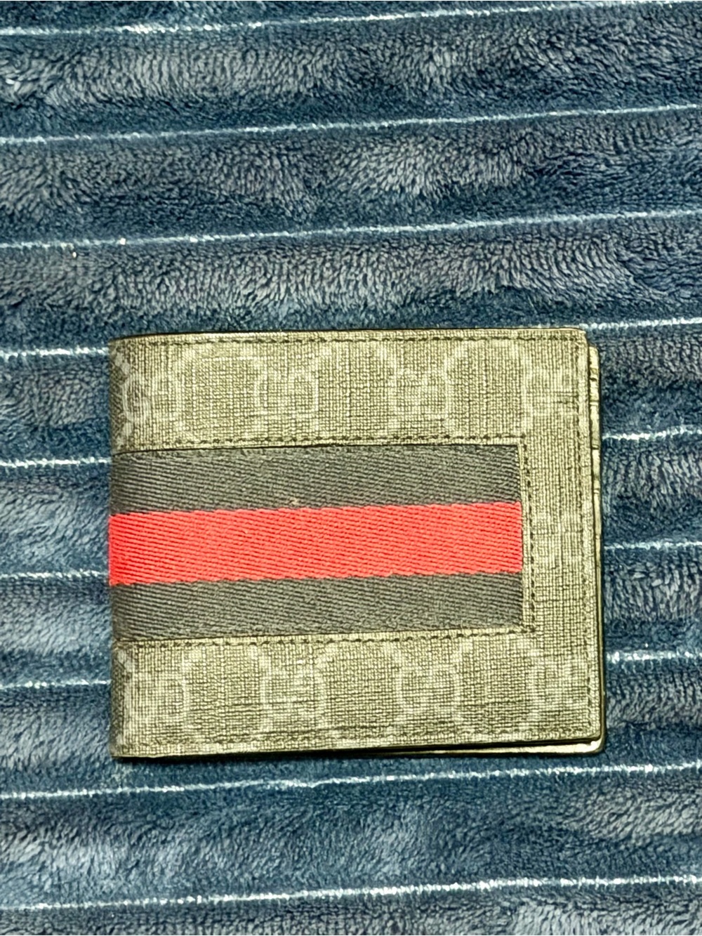 Authentic Gucci GG Supreme Web Stripe Monogram Men's Bifold Wallet